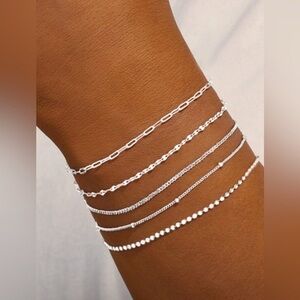 Silver Plated Stainless Steel 4pc Minimalistic Bracelet Set